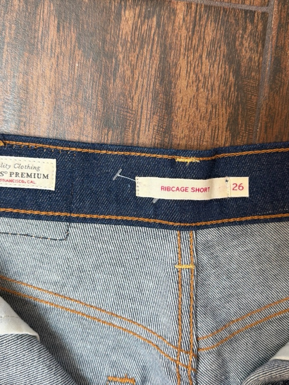 Levi's Dark Blue Denim Fringe Back-Pocket Shorts - Picture 3 of 3
